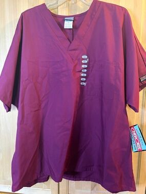 Men's V-Neck Medical Scrub Top - wine